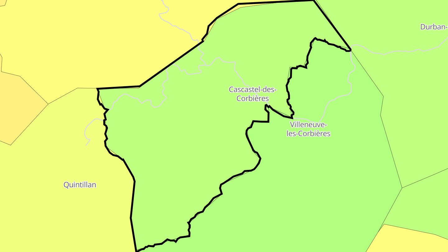 Carte des prix de l'immobilier Cascastel-des-Corbières