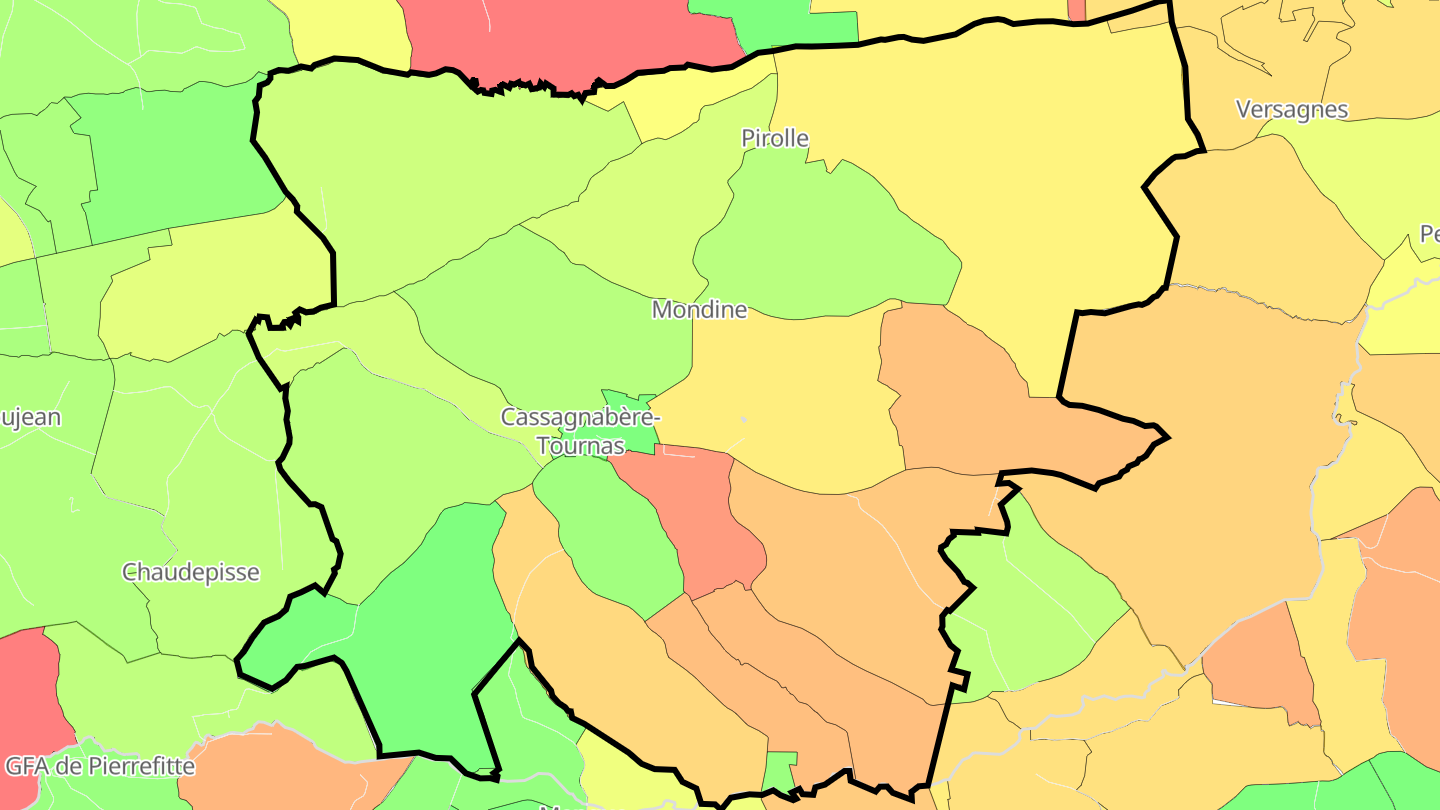 Carte des prix de l'immobilier Cassagnabère-Tournas