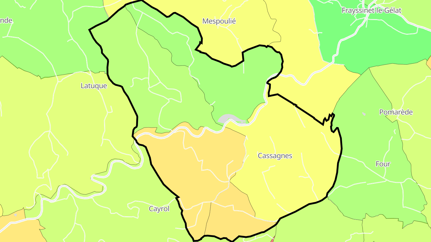 Carte des prix de l'immobilier Cassagnes