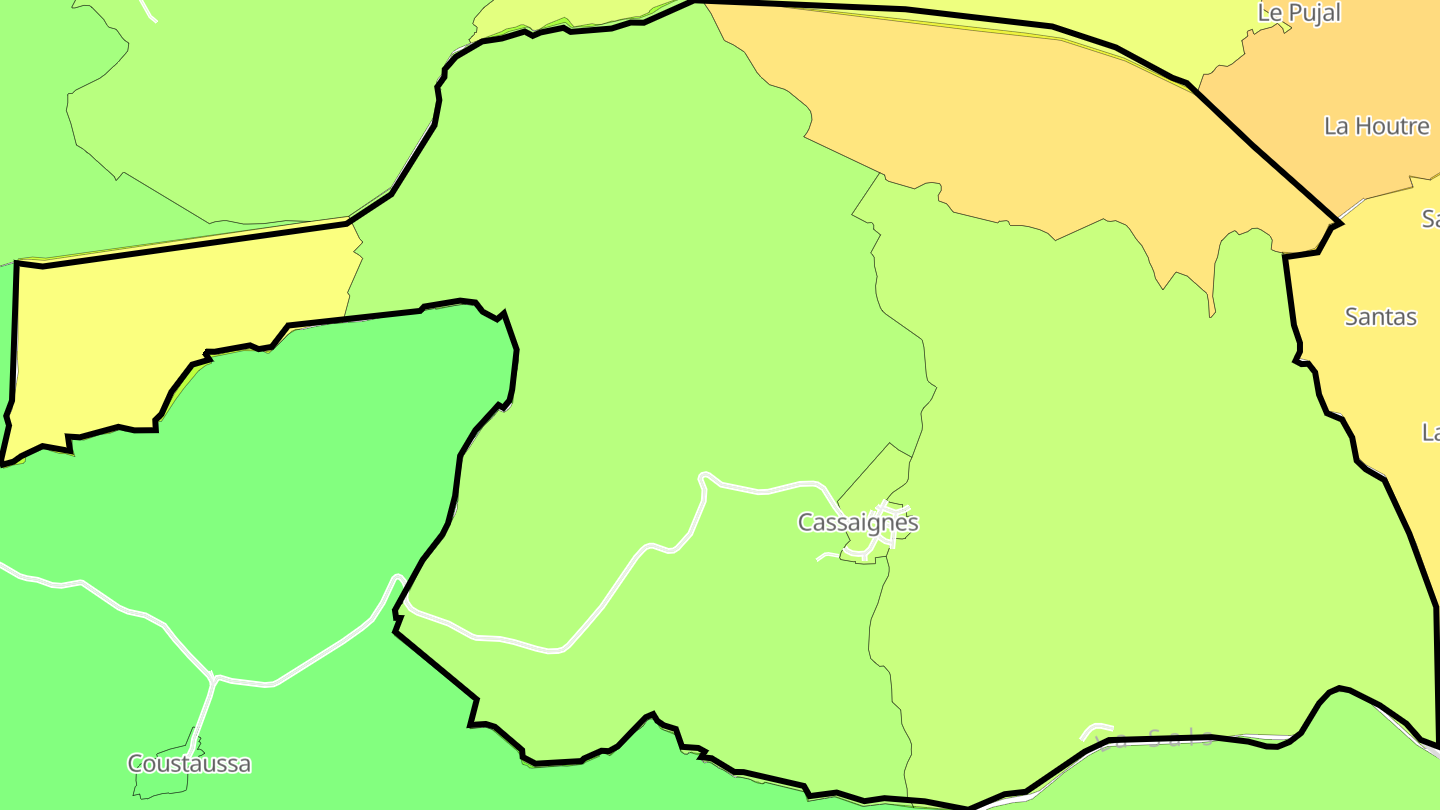 Carte des prix de l'immobilier Cassaignes