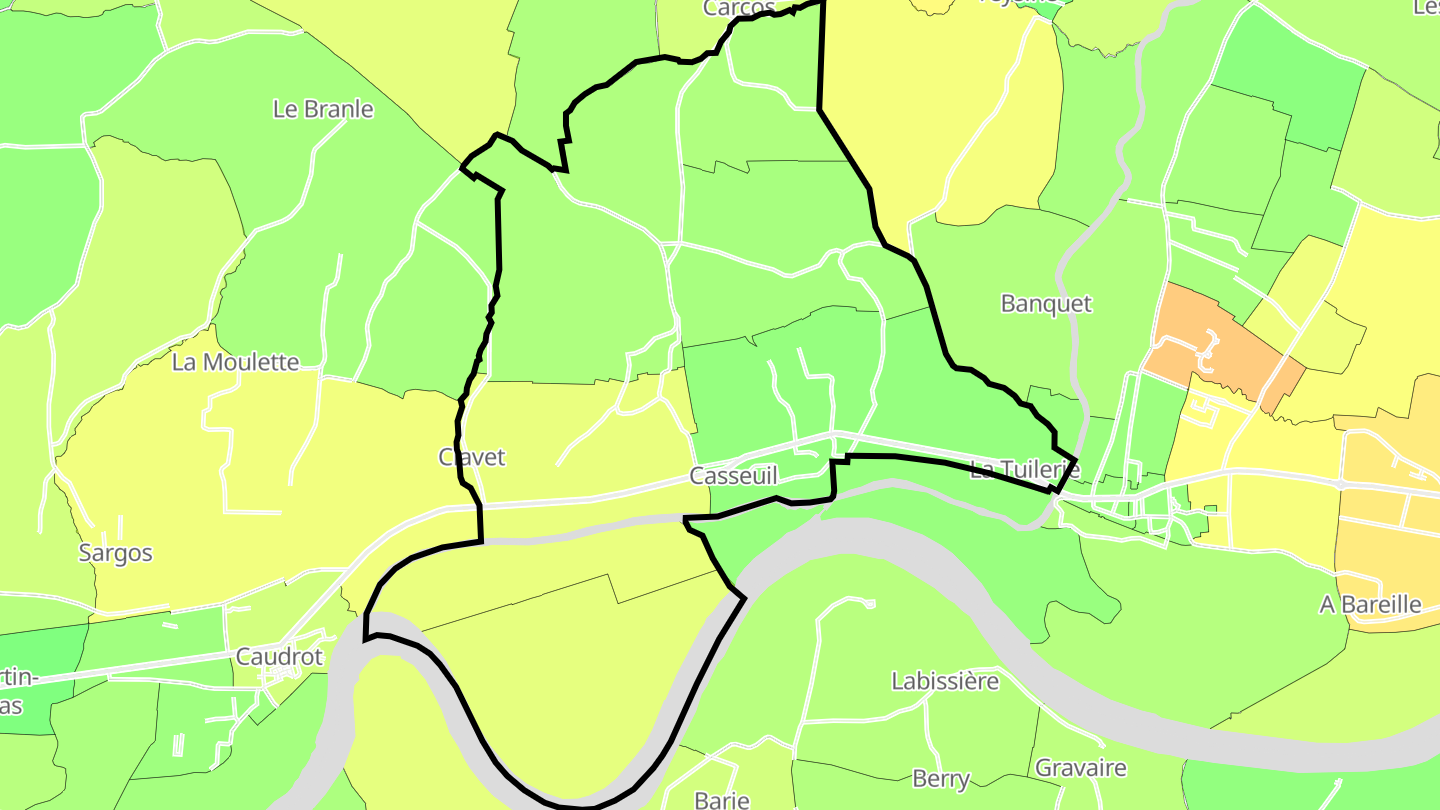 Carte des prix de l'immobilier Casseuil