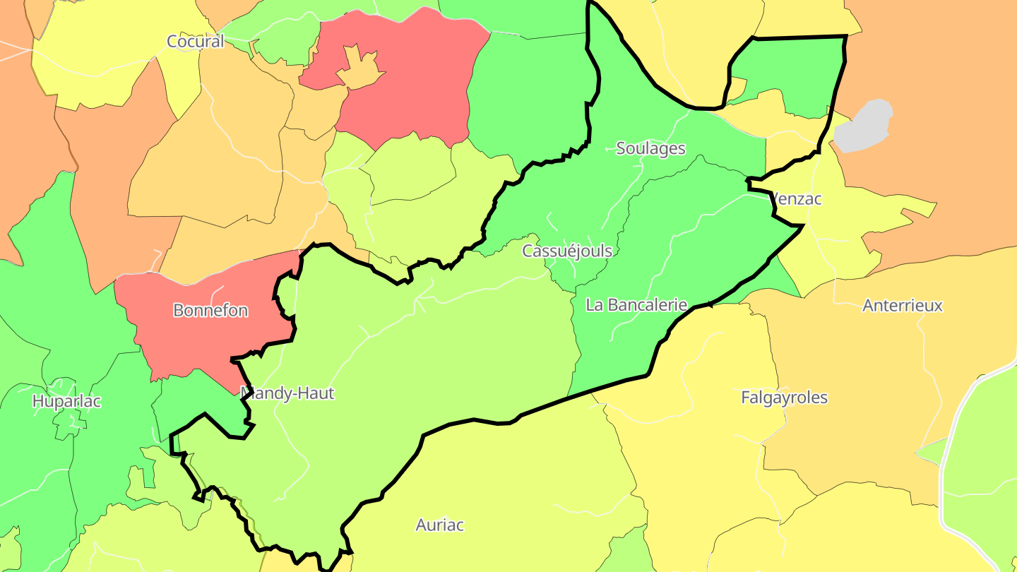 Carte des prix de l'immobilier Cassuéjouls