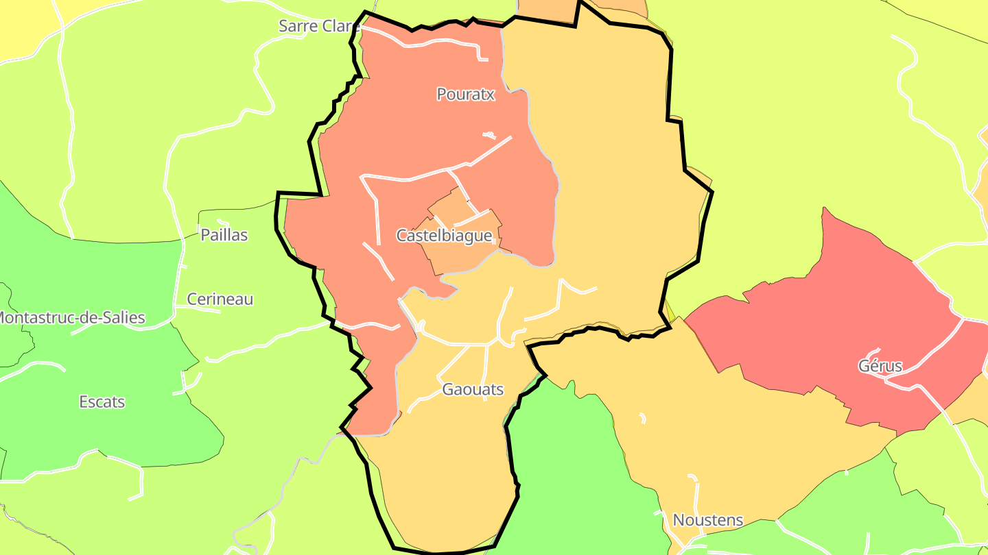 Carte des prix de l'immobilier Castelbiague