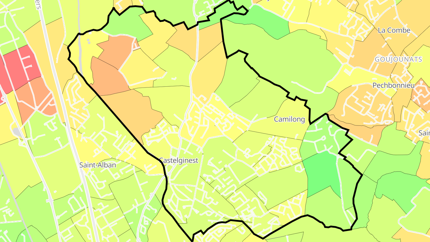 Carte des prix de l'immobilier Castelginest