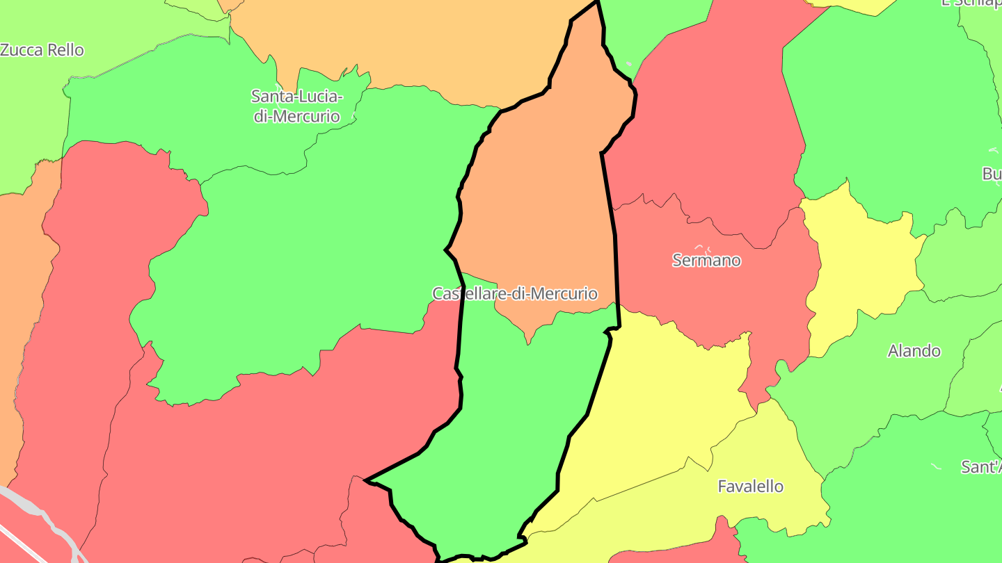 Carte des prix de l'immobilier Castellare-di-Mercurio