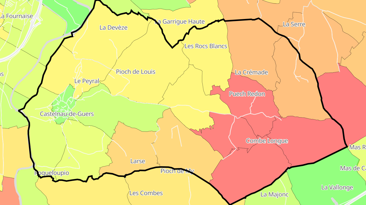 Carte des prix de l'immobilier Castelnau-de-Guers