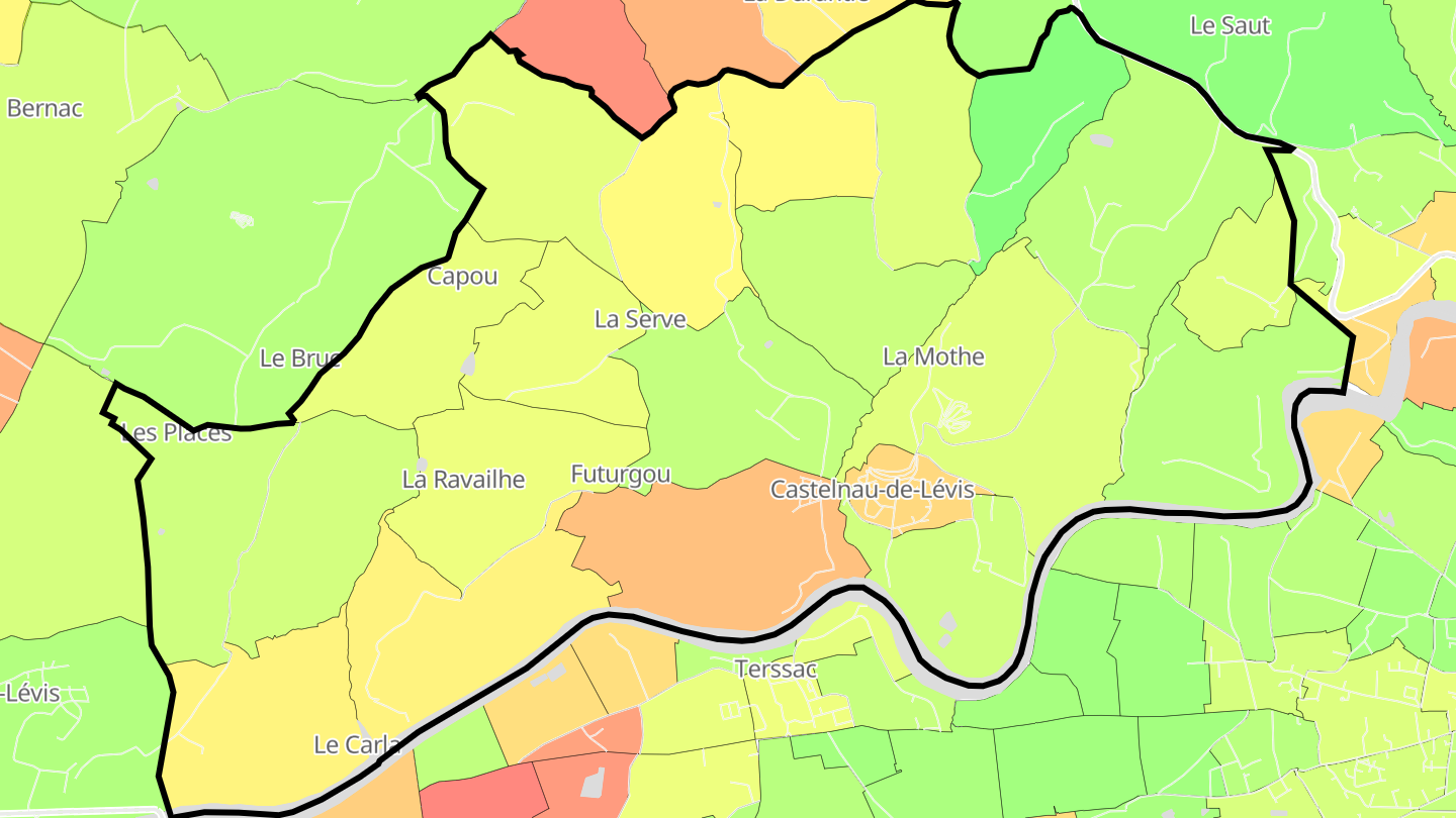 Carte des prix de l'immobilier Castelnau-de-Lévis