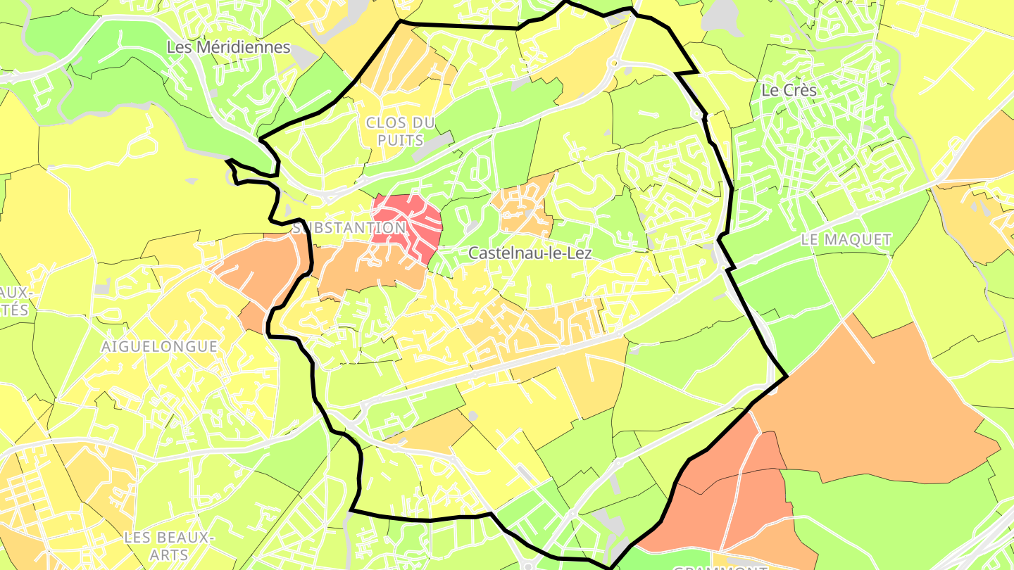 Carte des prix de l'immobilier Castelnau-le-Lez