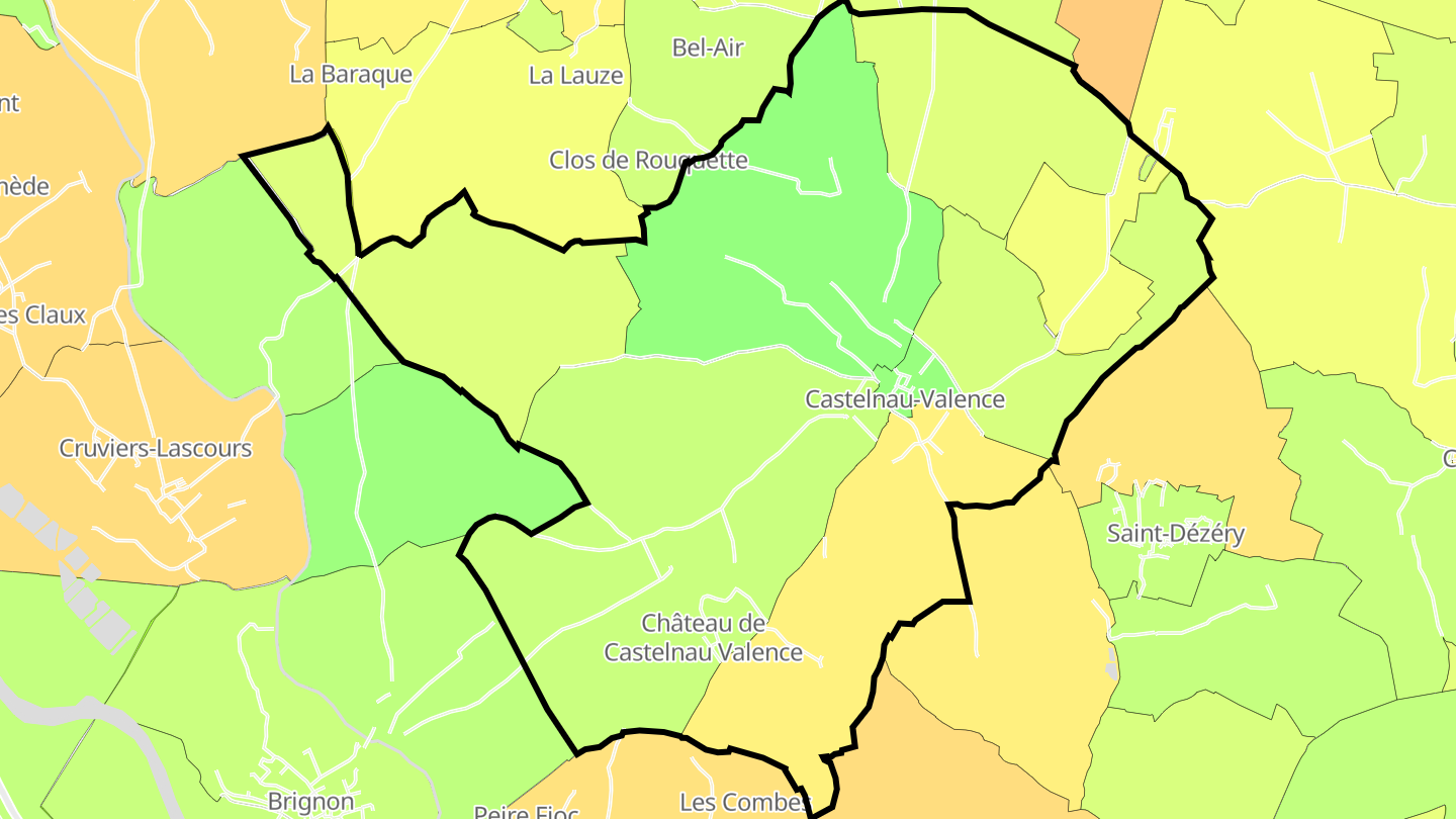 Carte des prix de l'immobilier Castelnau-Valence