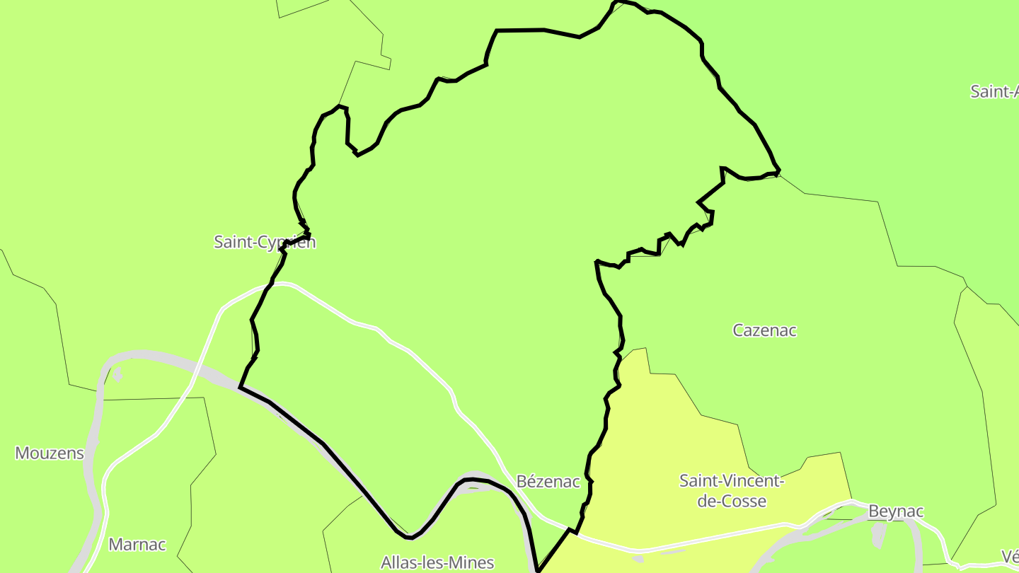 Carte des prix de l'immobilier Castels et Bézenac
