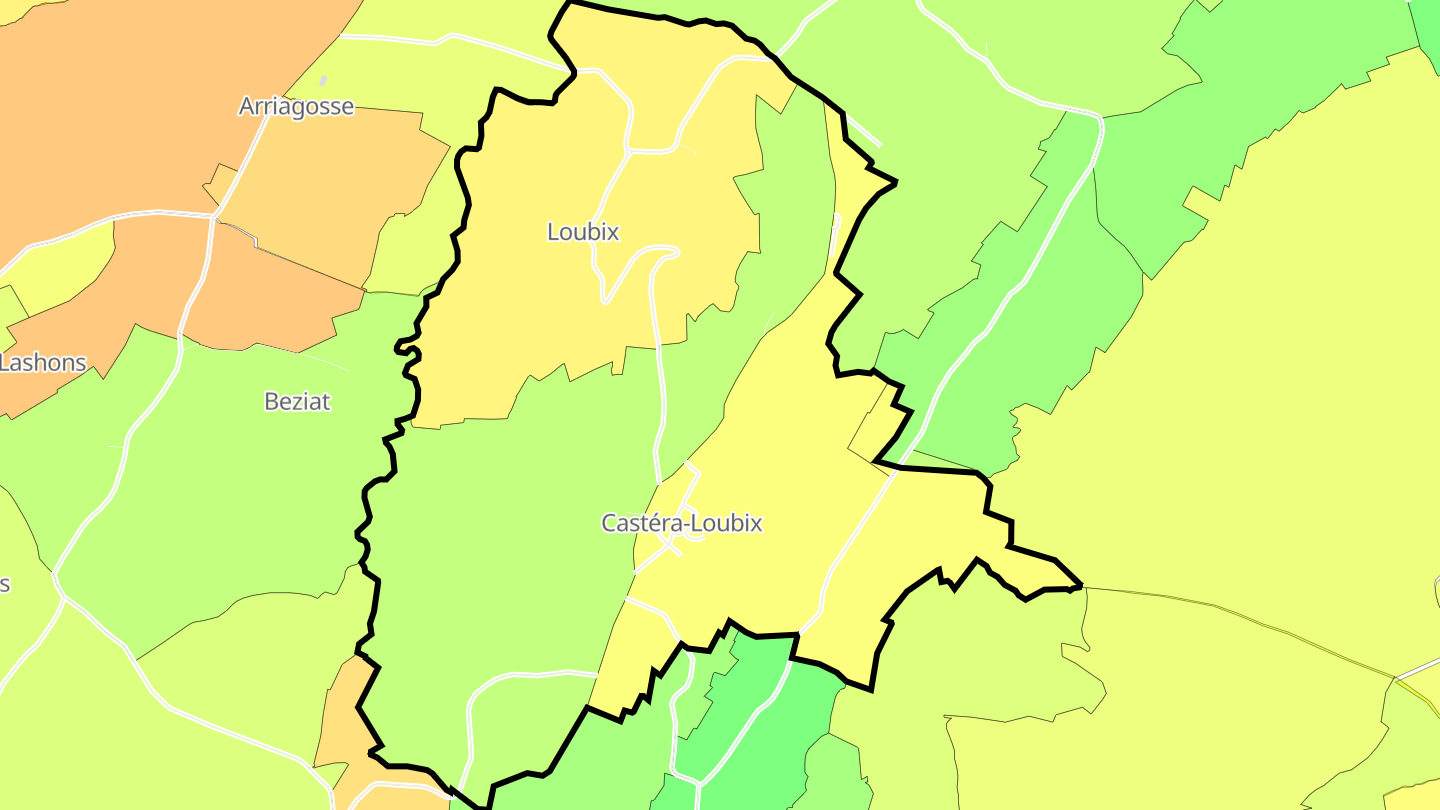 Carte des prix de l'immobilier Castéra-Loubix