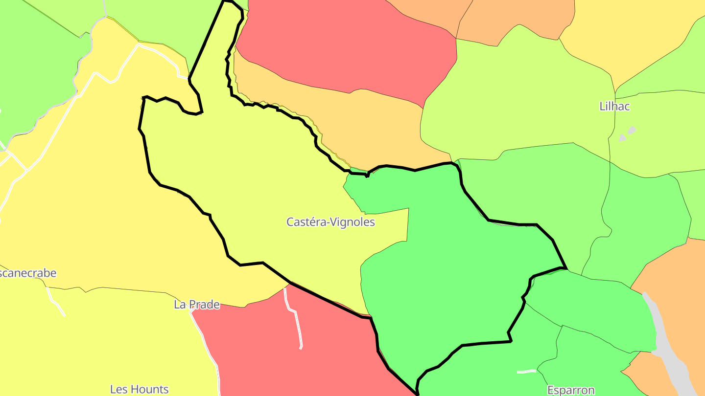Carte des prix de l'immobilier Castéra-Vignoles