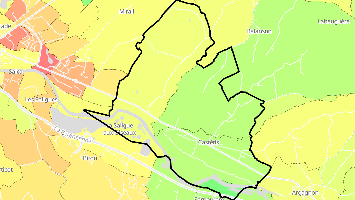 Carte des prix de l'immobilier Castétis