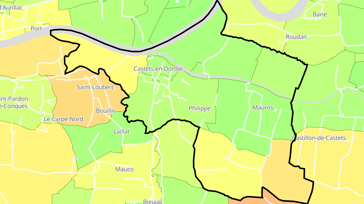 Carte des prix de l'immobilier Castets-en-Dorthe