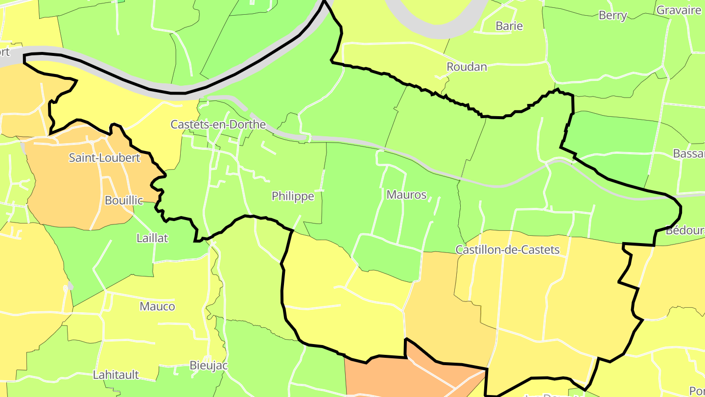 Carte des prix de l'immobilier Castets et Castillon