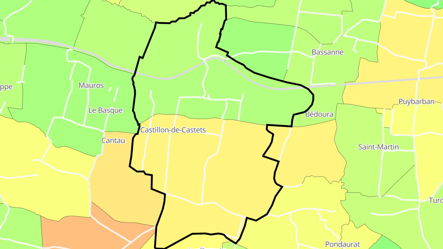Carte des prix de l'immobilier Castillon-de-Castets