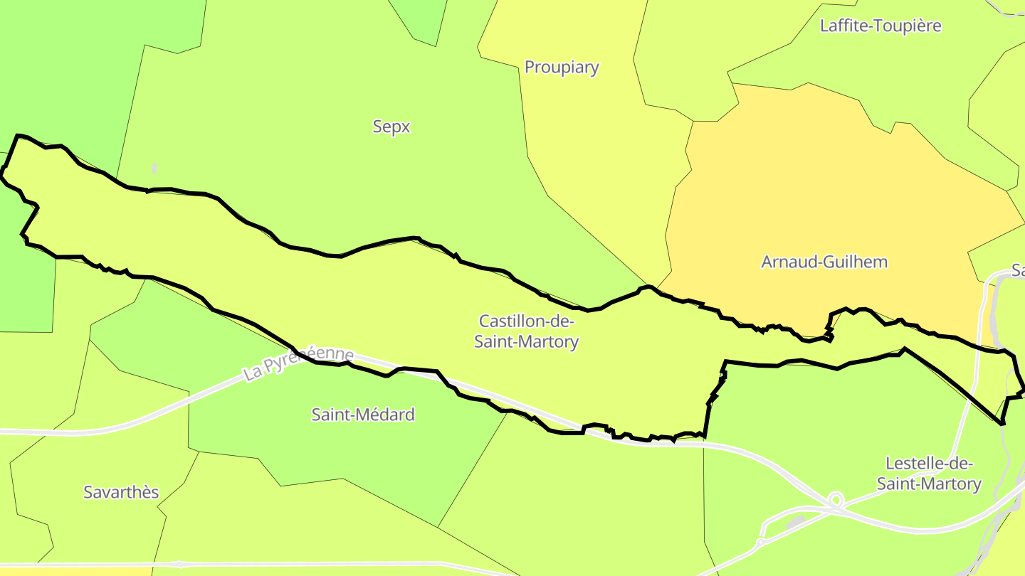 Carte des prix de l'immobilier Castillon-de-Saint-Martory
