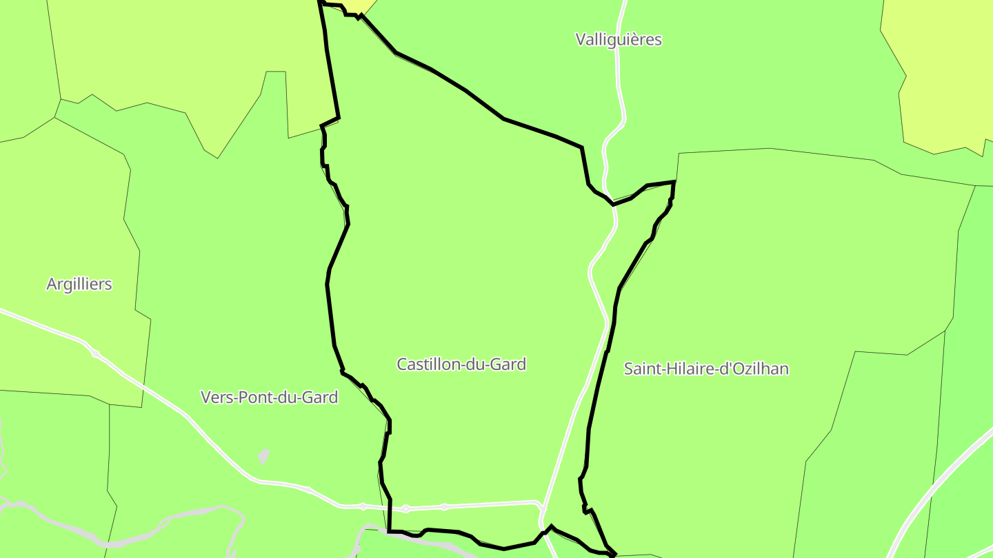 Carte des prix de l'immobilier Castillon-du-Gard