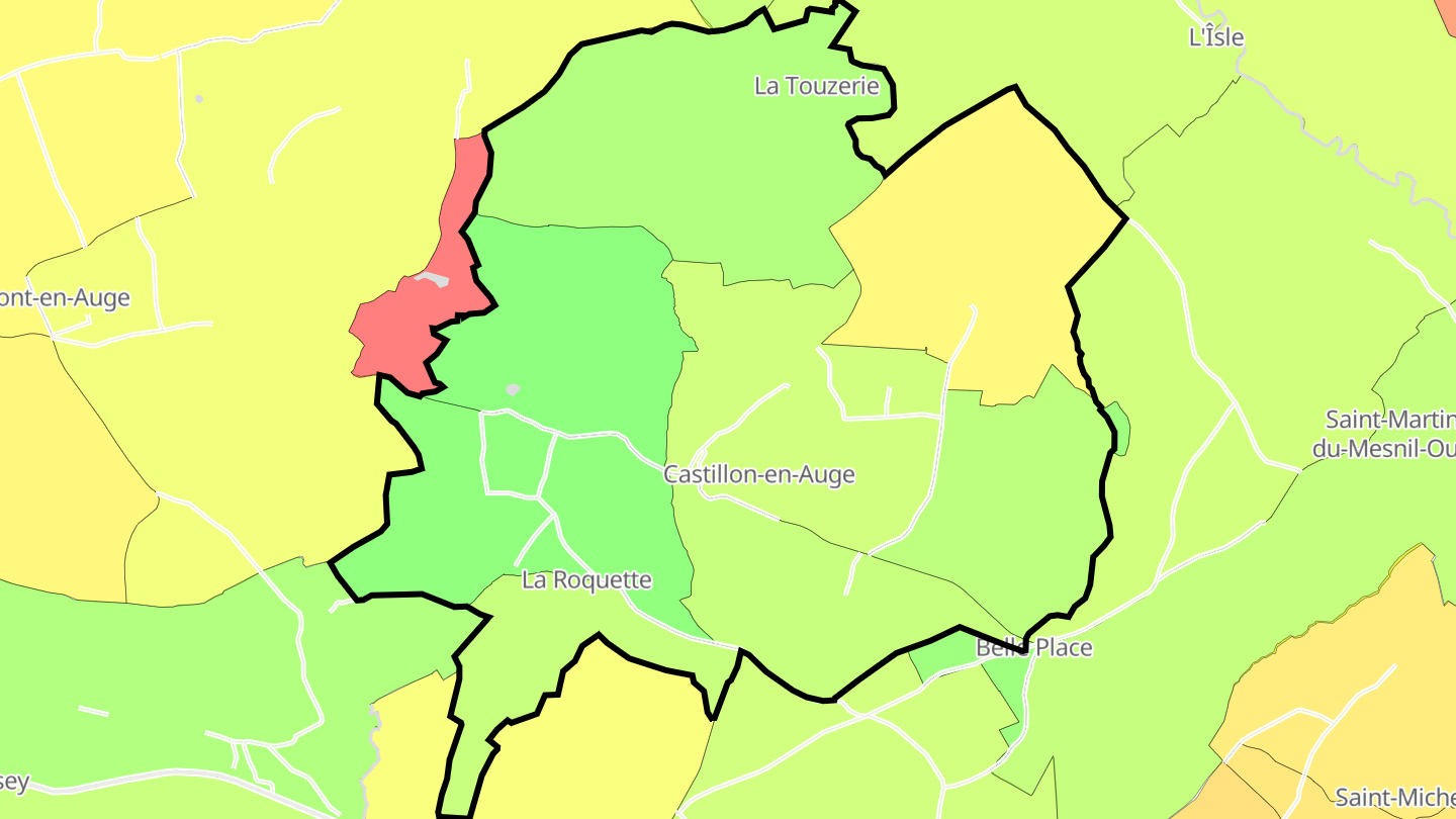 Carte des prix de l'immobilier Castillon-en-Auge