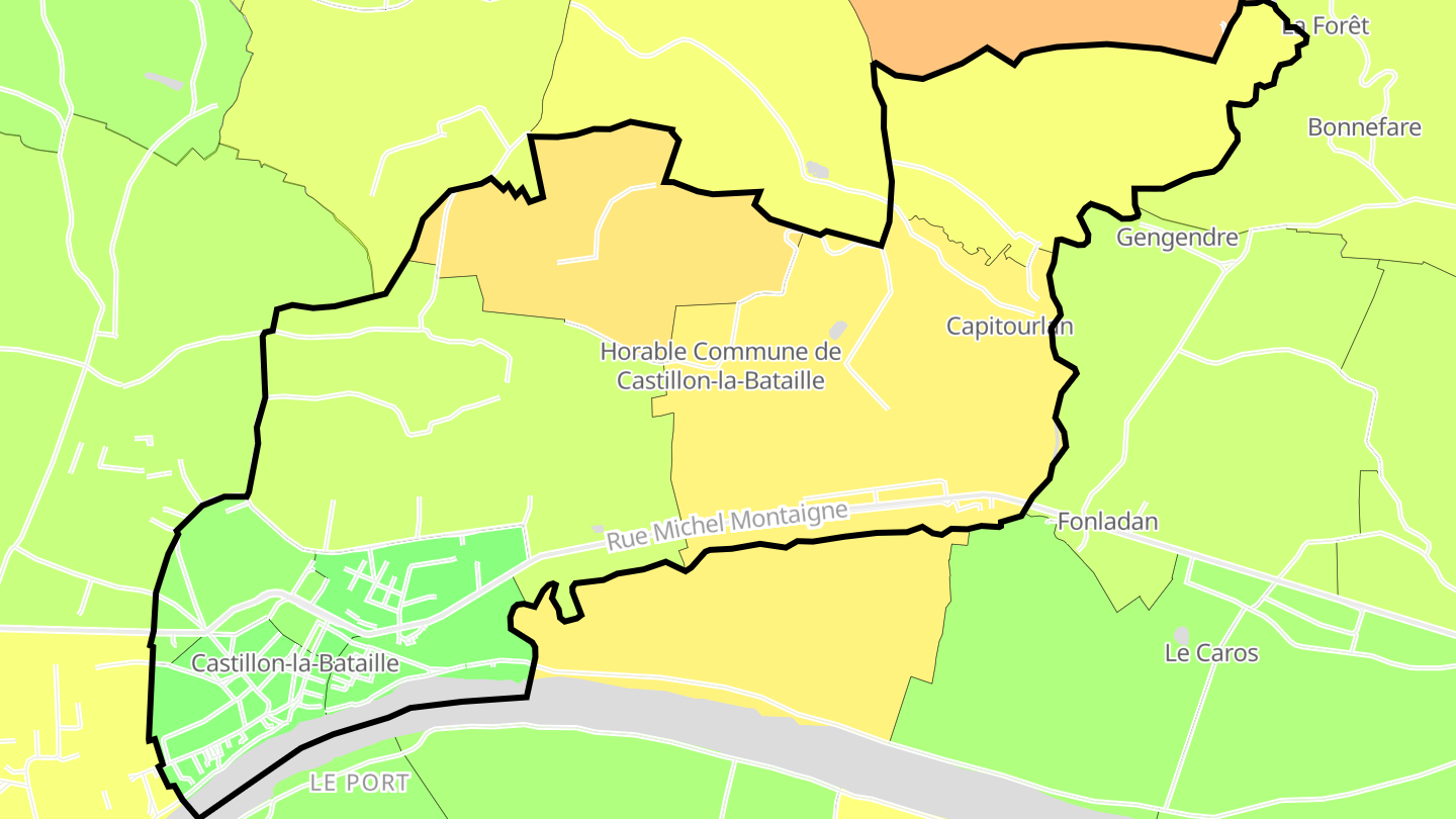 Carte des prix de l'immobilier Castillon-la-Bataille