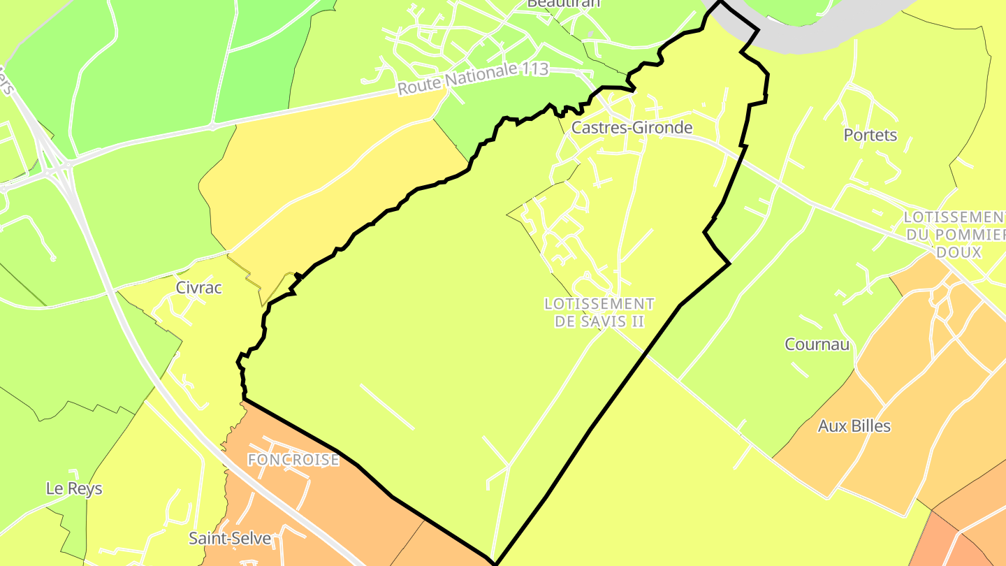 Carte des prix de l'immobilier Castres-Gironde