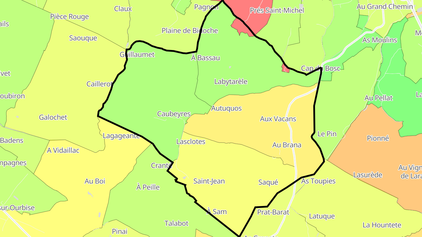 Carte des prix de l'immobilier Caubeyres