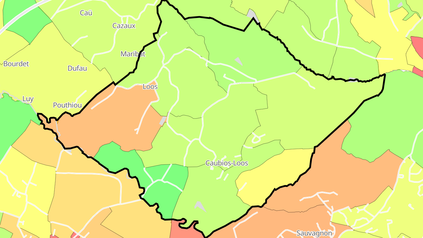 Carte des prix de l'immobilier Caubios-Loos