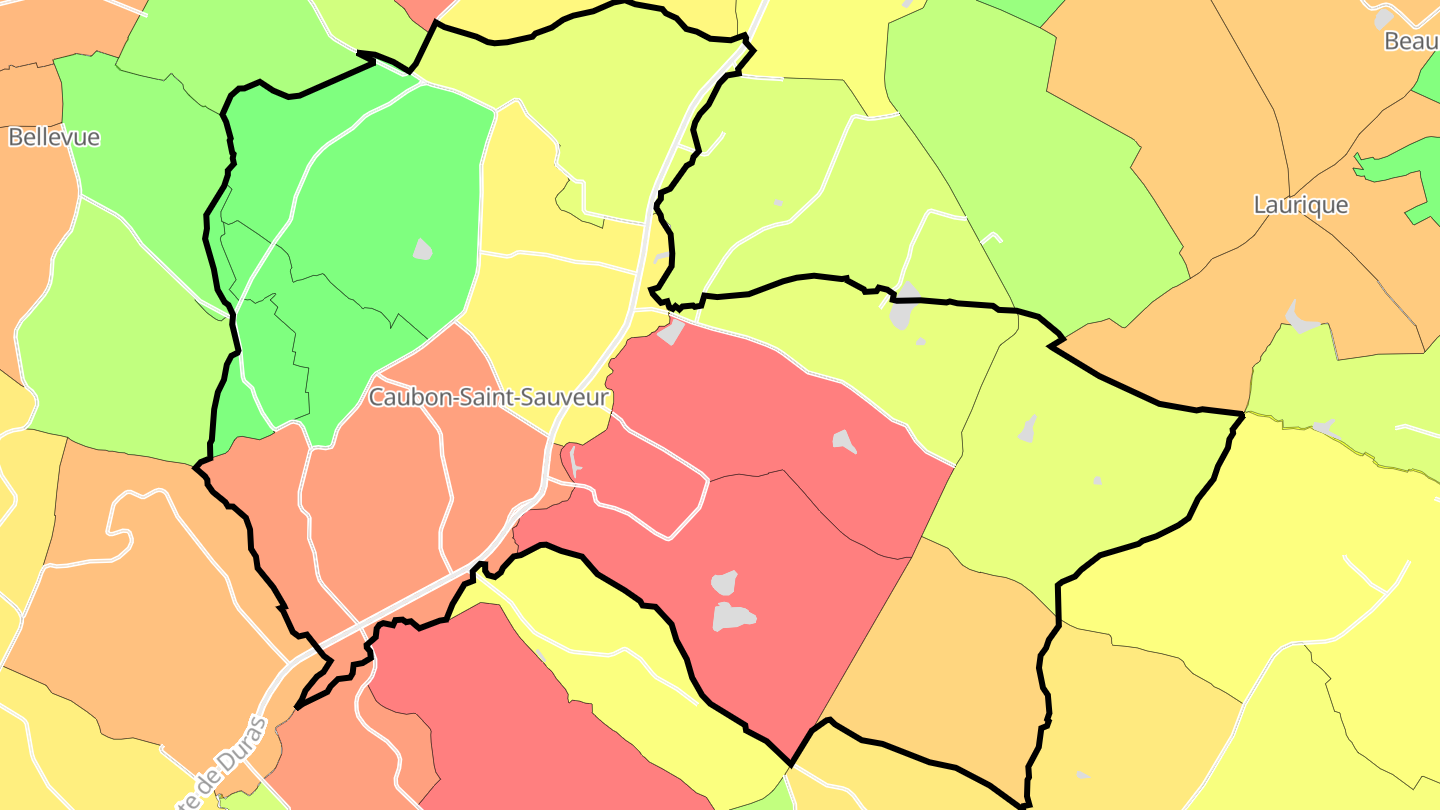 Carte des prix de l'immobilier Caubon-Saint-Sauveur