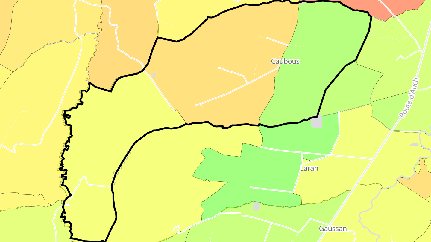 Carte des prix de l'immobilier Caubous