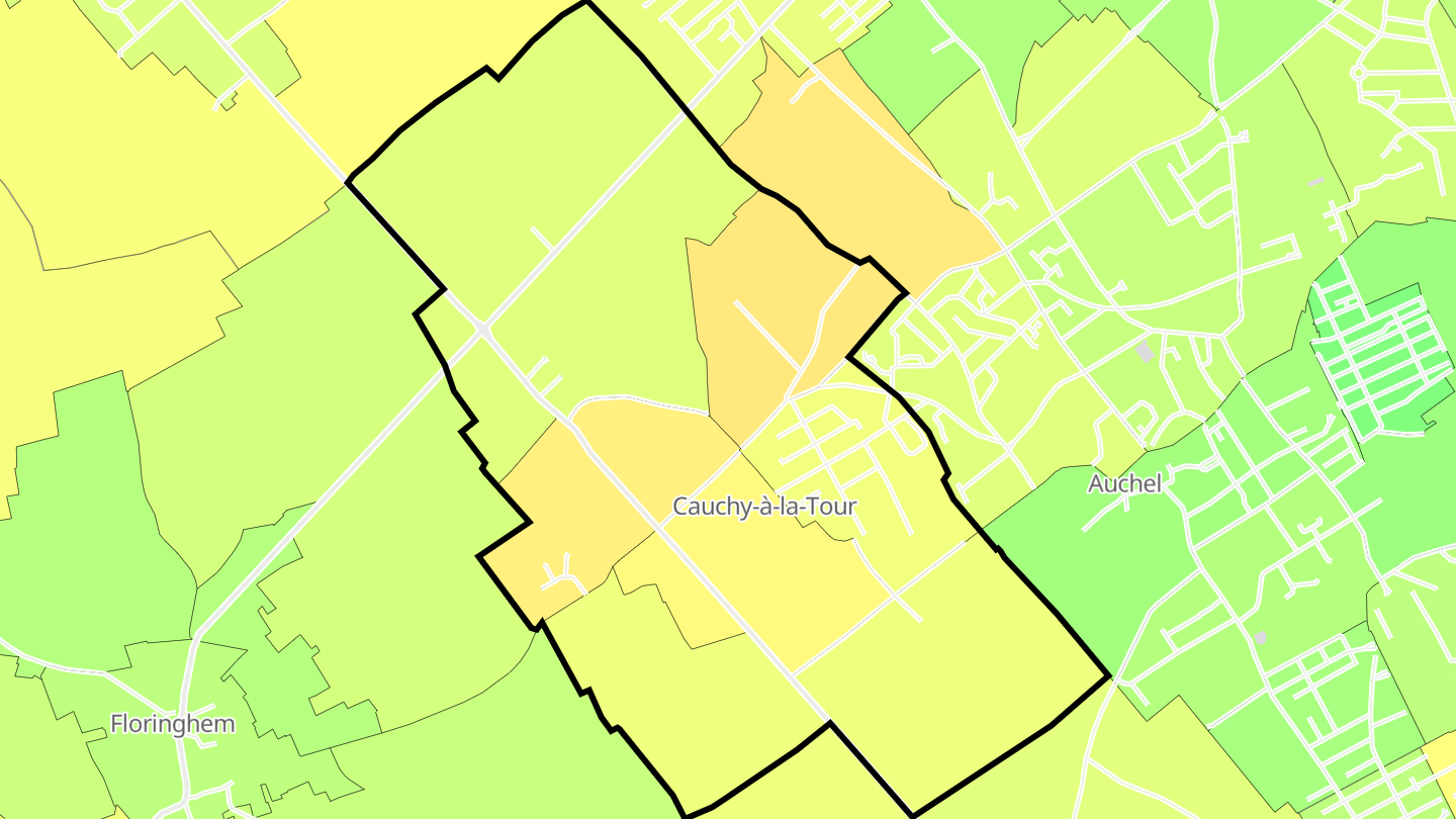 Carte des prix de l'immobilier Cauchy-à-la-Tour