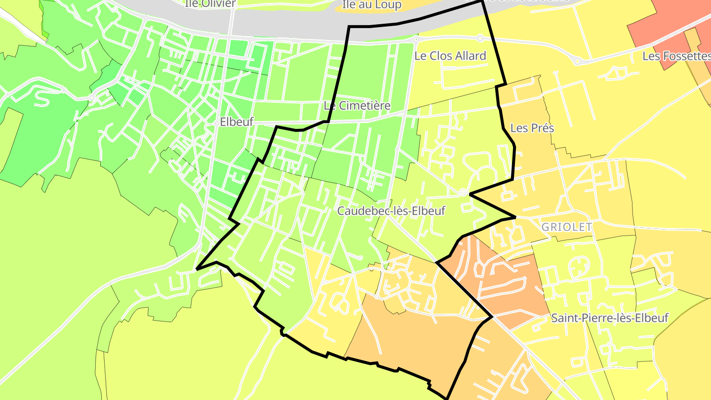 Carte des prix de l'immobilier Caudebec-lès-Elbeuf
