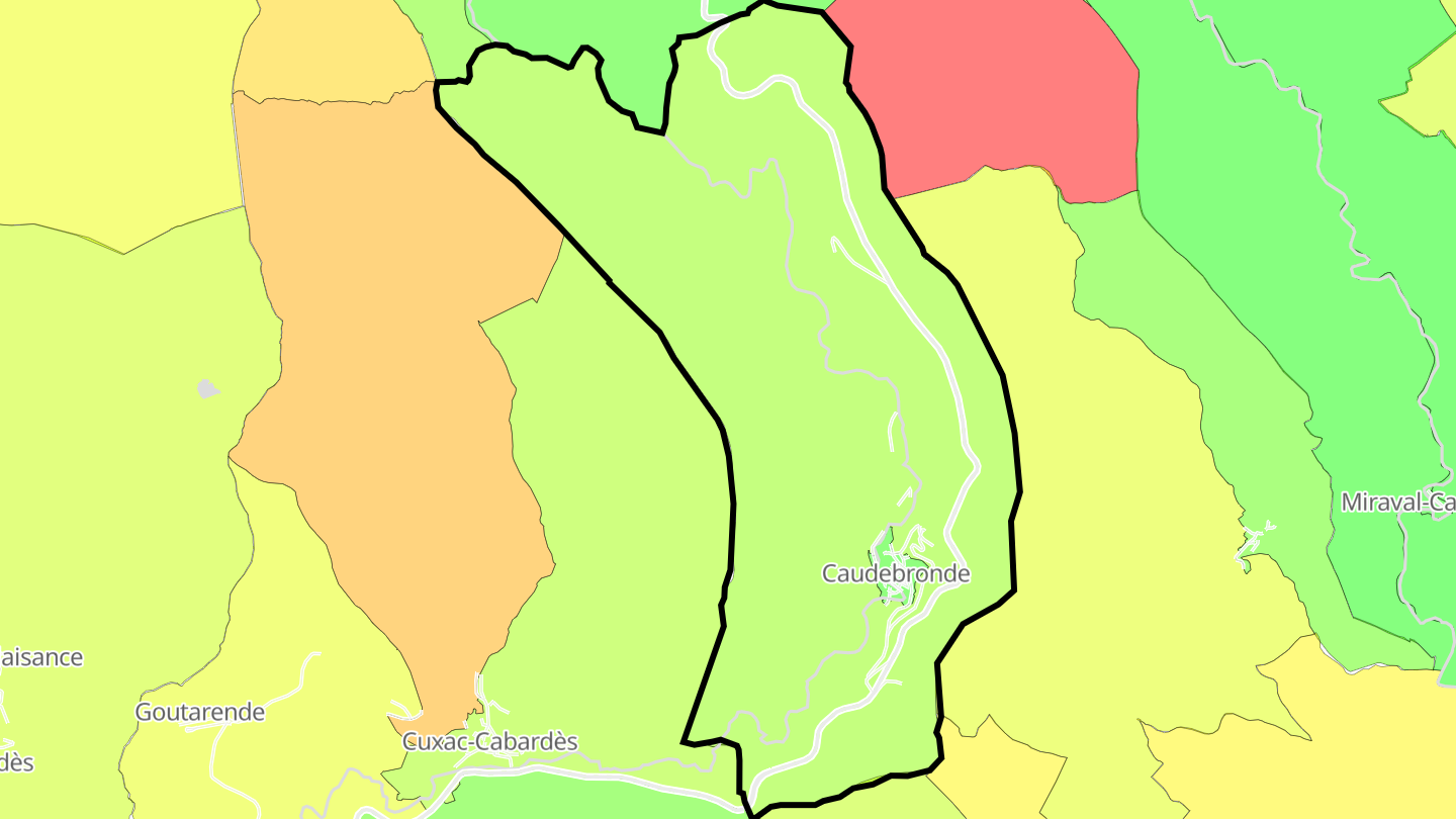 Carte des prix de l'immobilier Caudebronde