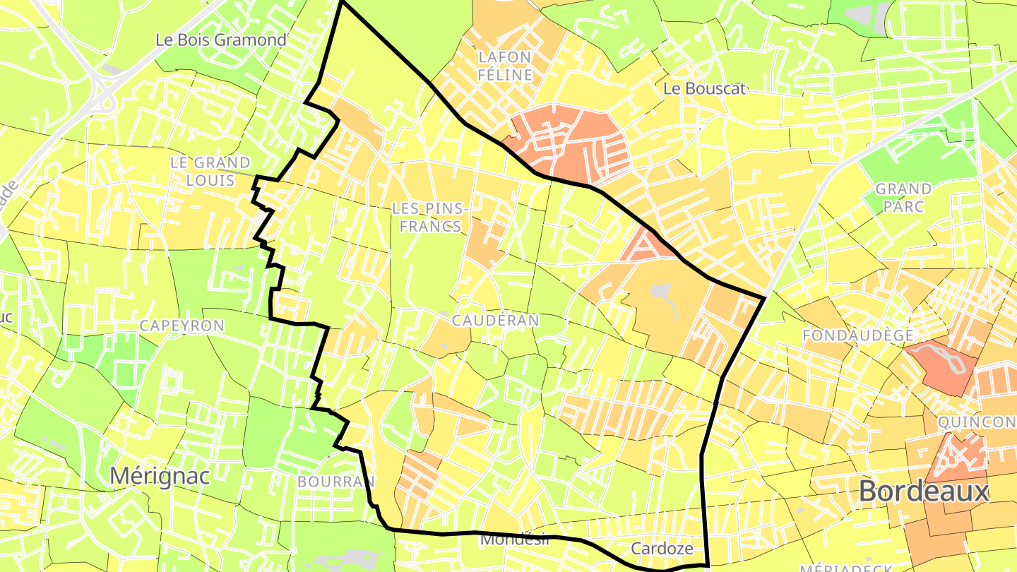 Carte des prix de l'immobilier Caudéran