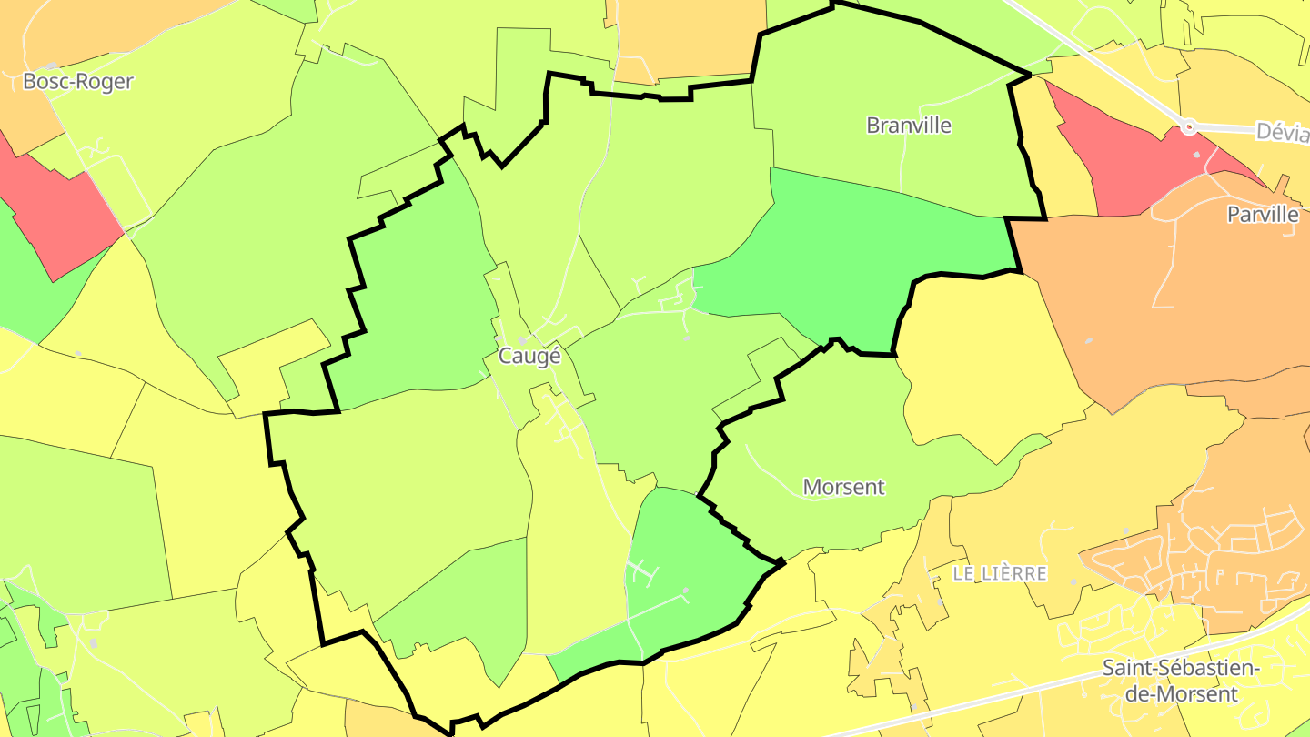 Carte des prix de l'immobilier Caugé