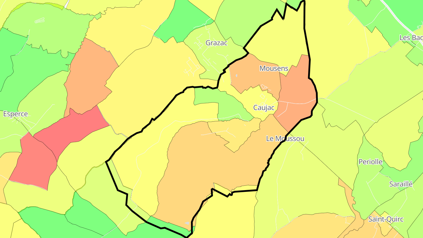 Carte des prix de l'immobilier Caujac