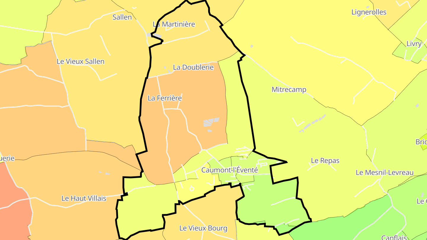 Carte des prix de l'immobilier Caumont-l'Éventé