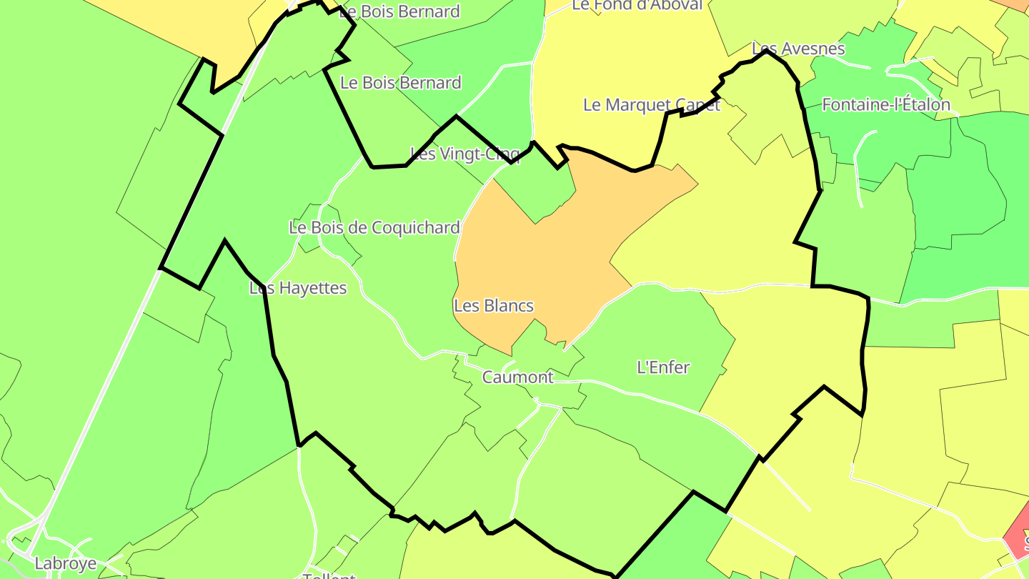 Carte des prix de l'immobilier Caumont