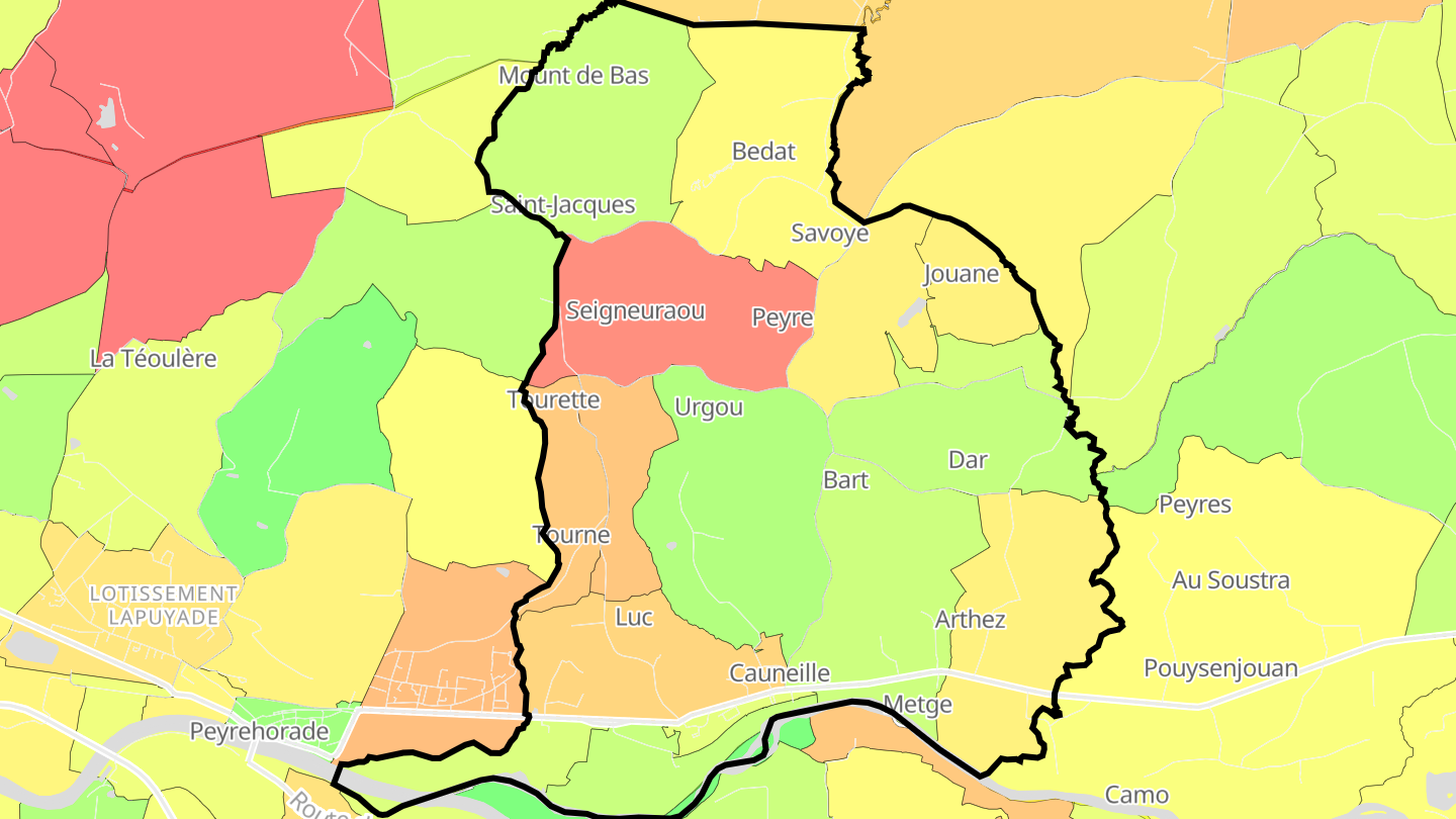 Carte des prix de l'immobilier Cauneille