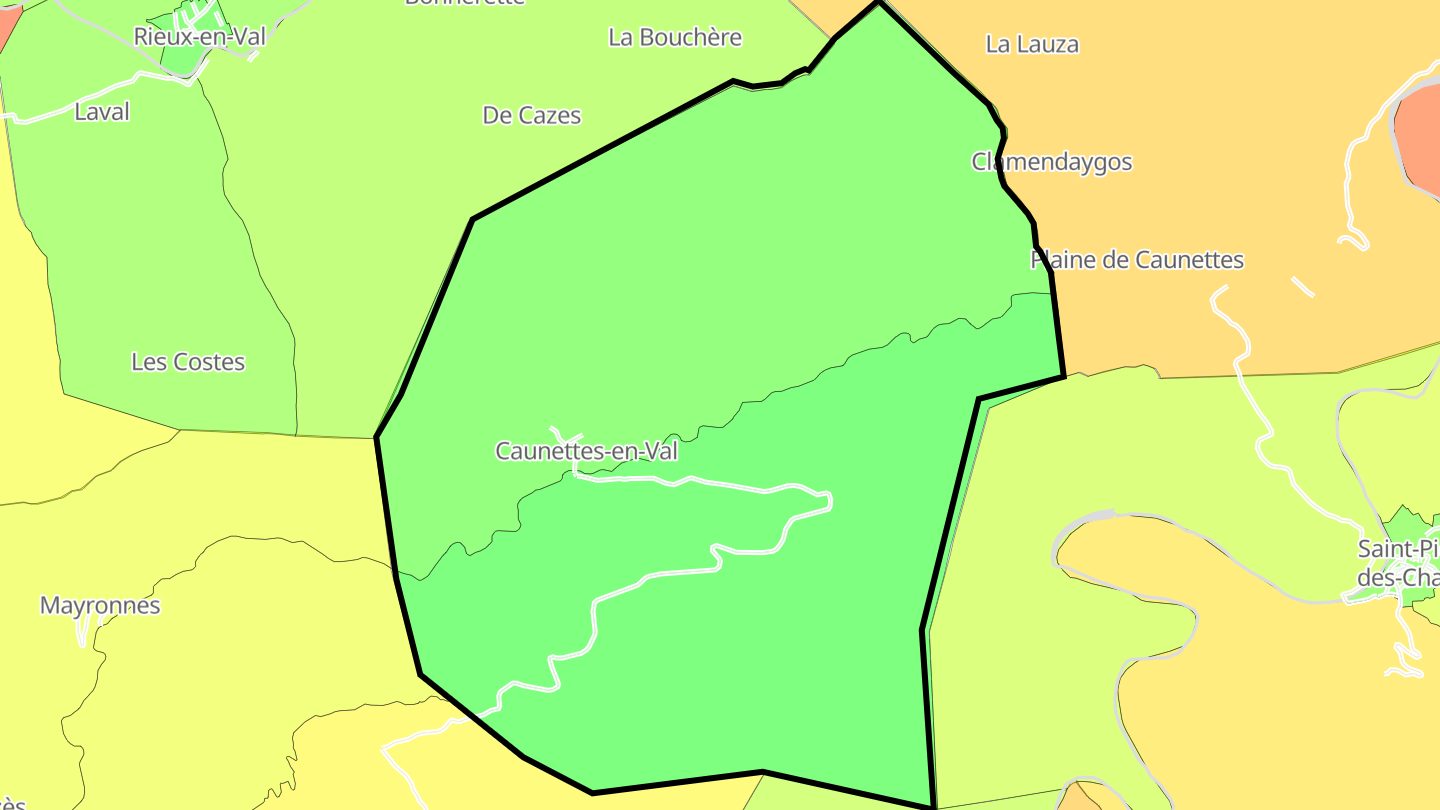 Carte des prix de l'immobilier Caunettes-en-Val