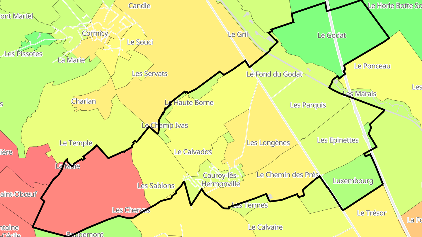 Carte des prix de l'immobilier Cauroy-lès-Hermonville
