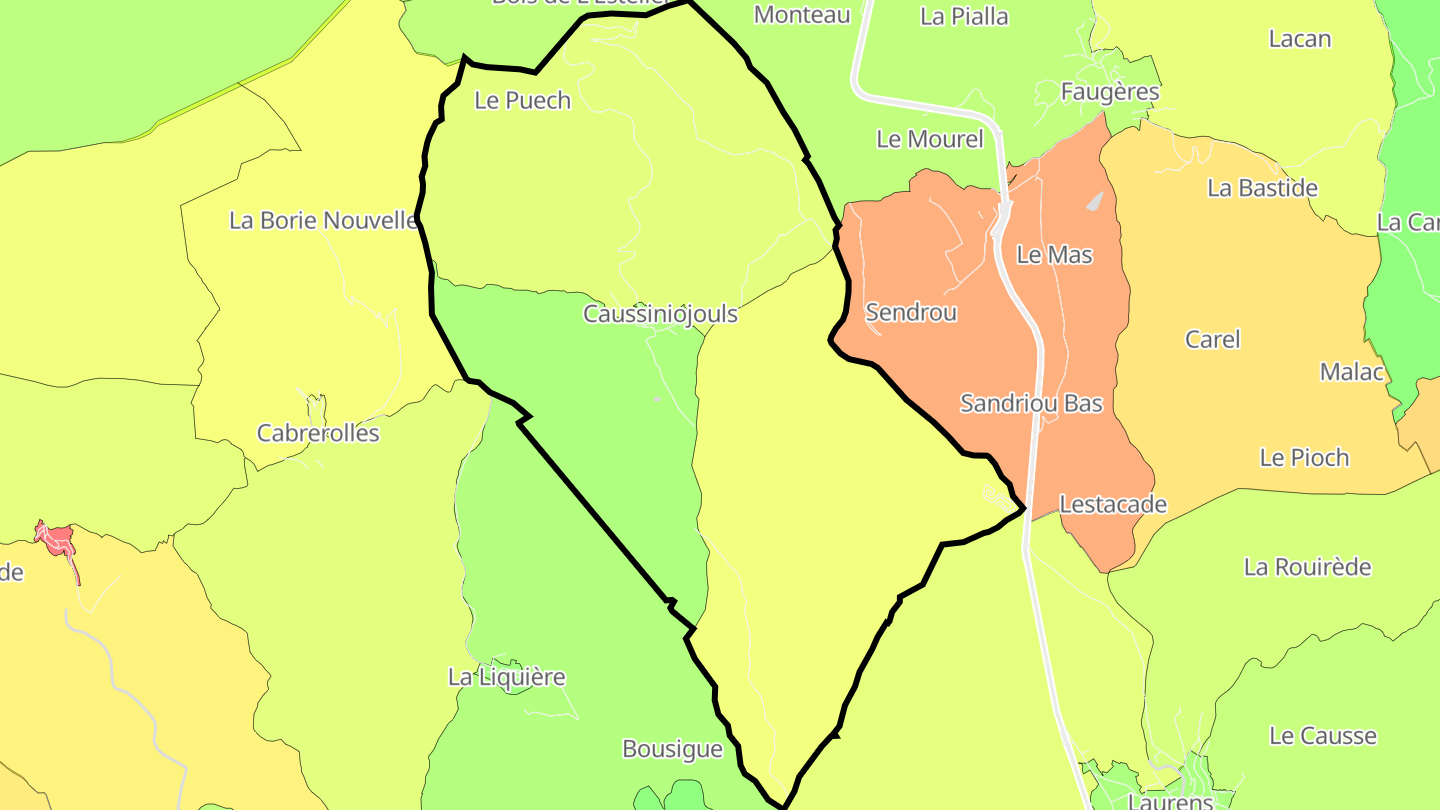 Carte des prix de l'immobilier Caussiniojouls