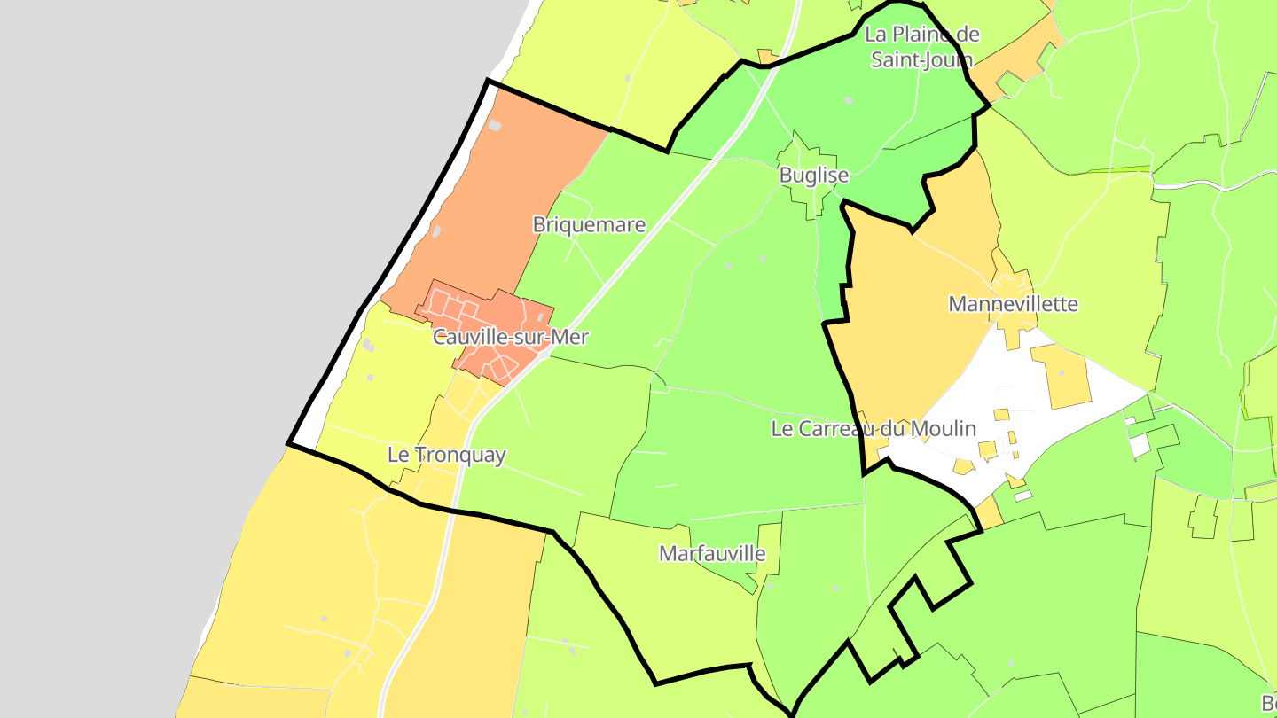 Carte des prix de l'immobilier Cauville-sur-Mer