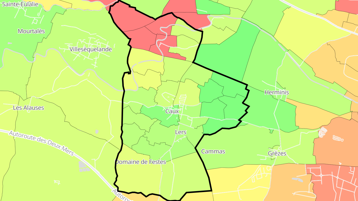 Carte des prix de l'immobilier Caux-et-Sauzens