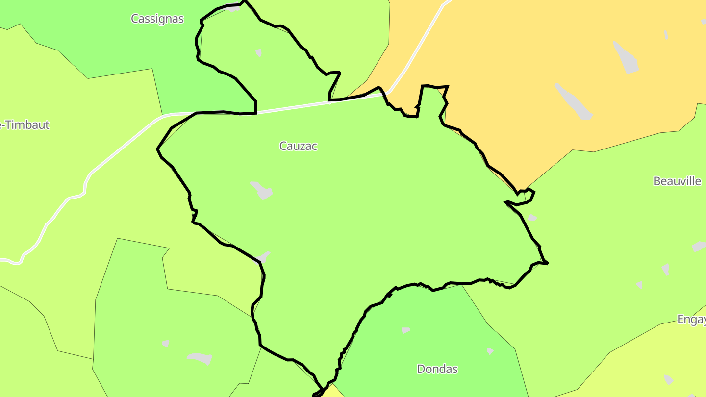 Carte des prix de l'immobilier Cauzac