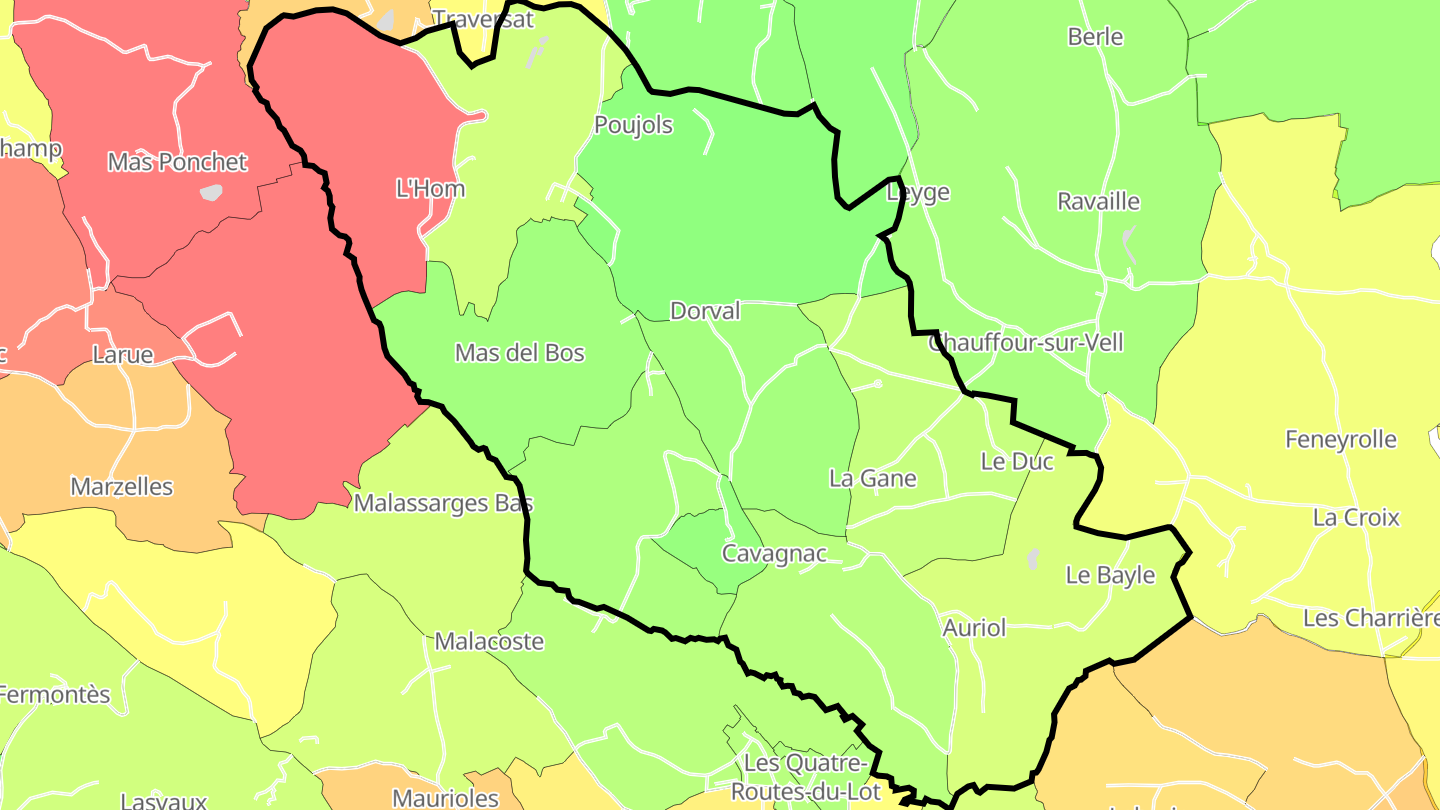 Carte des prix de l'immobilier Cavagnac
