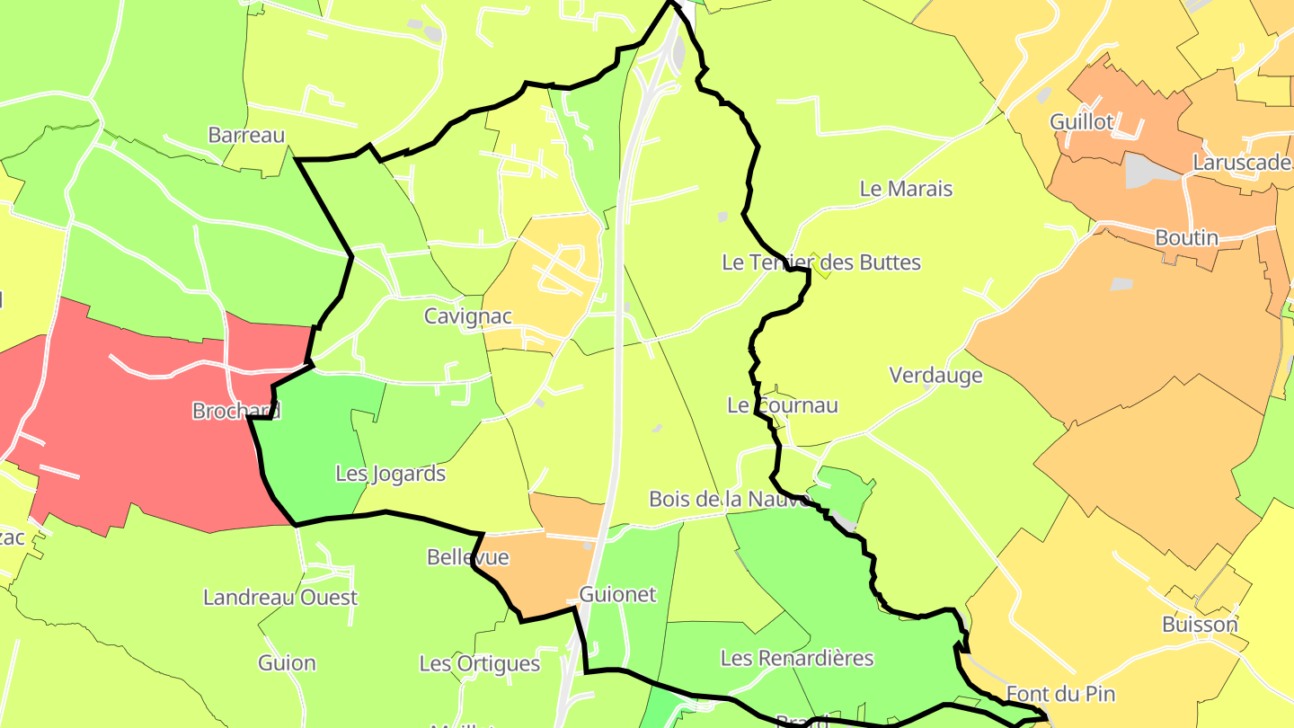 Carte des prix de l'immobilier Cavignac