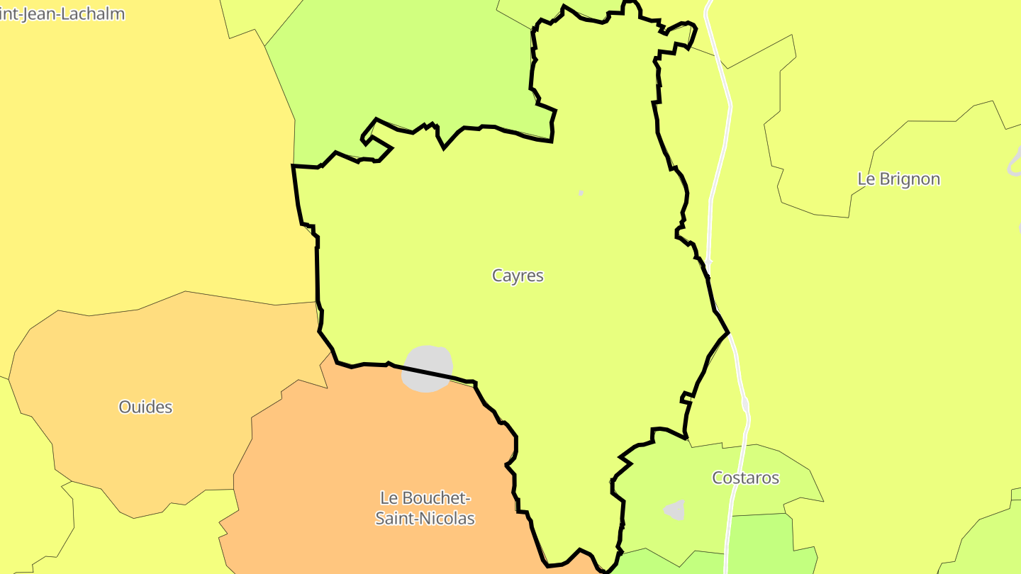 Carte des prix de l'immobilier Cayres