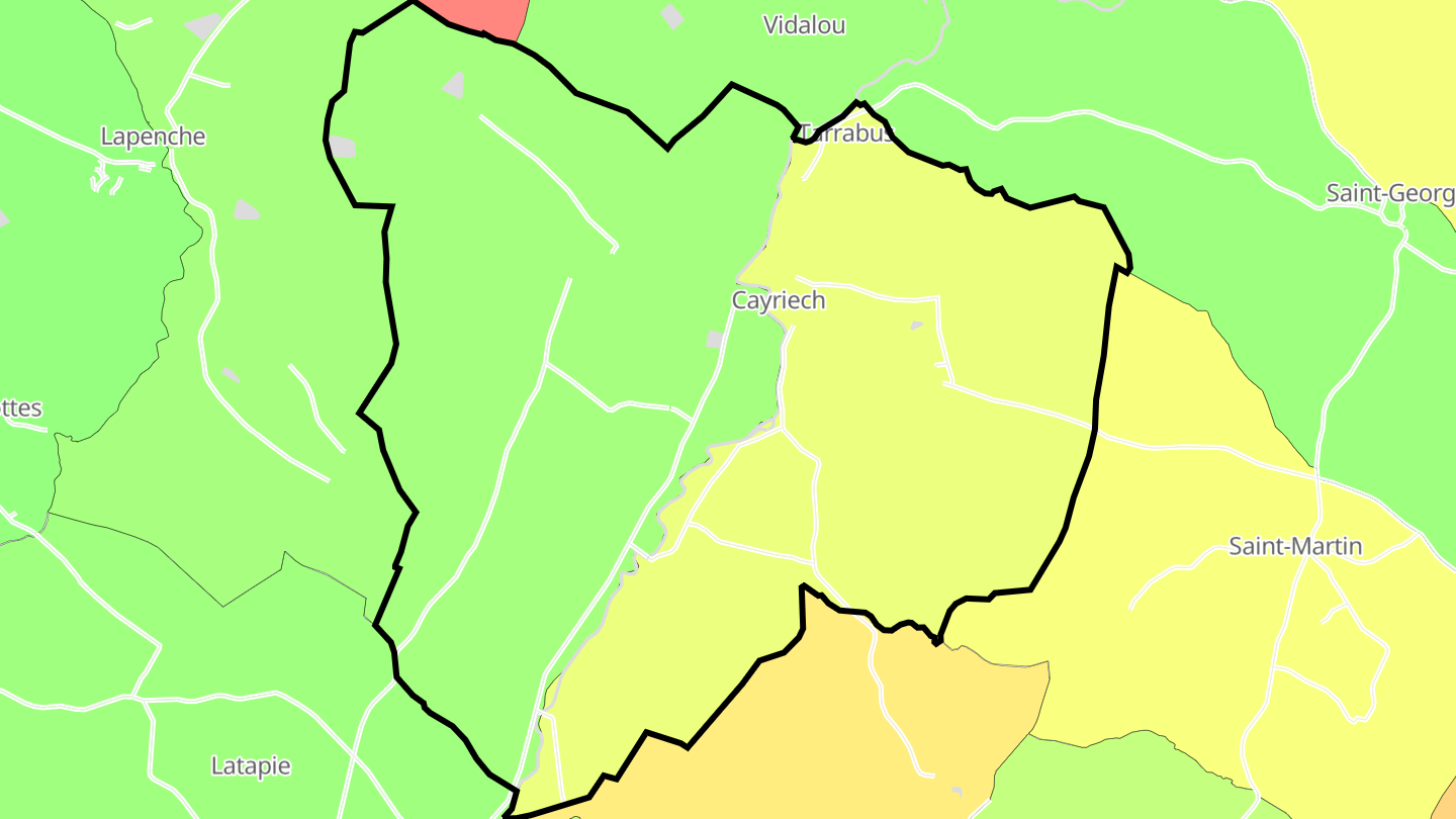 Carte des prix de l'immobilier Cayriech