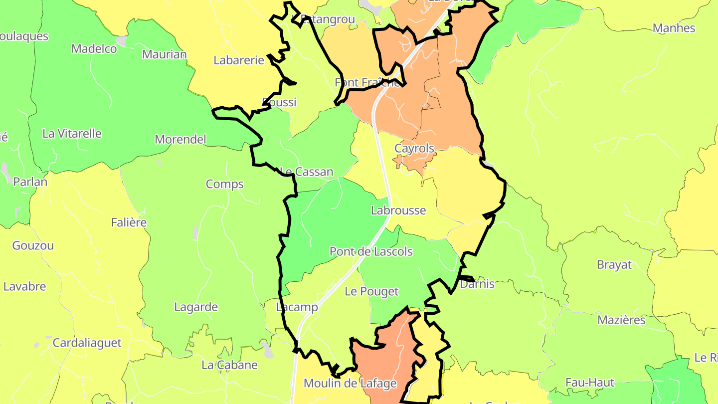 Carte des prix de l'immobilier Cayrols