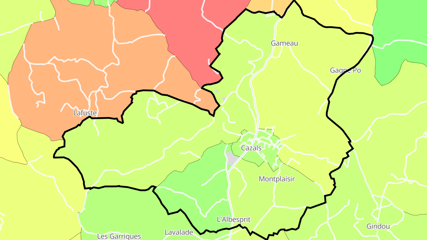 Carte des prix de l'immobilier Cazals